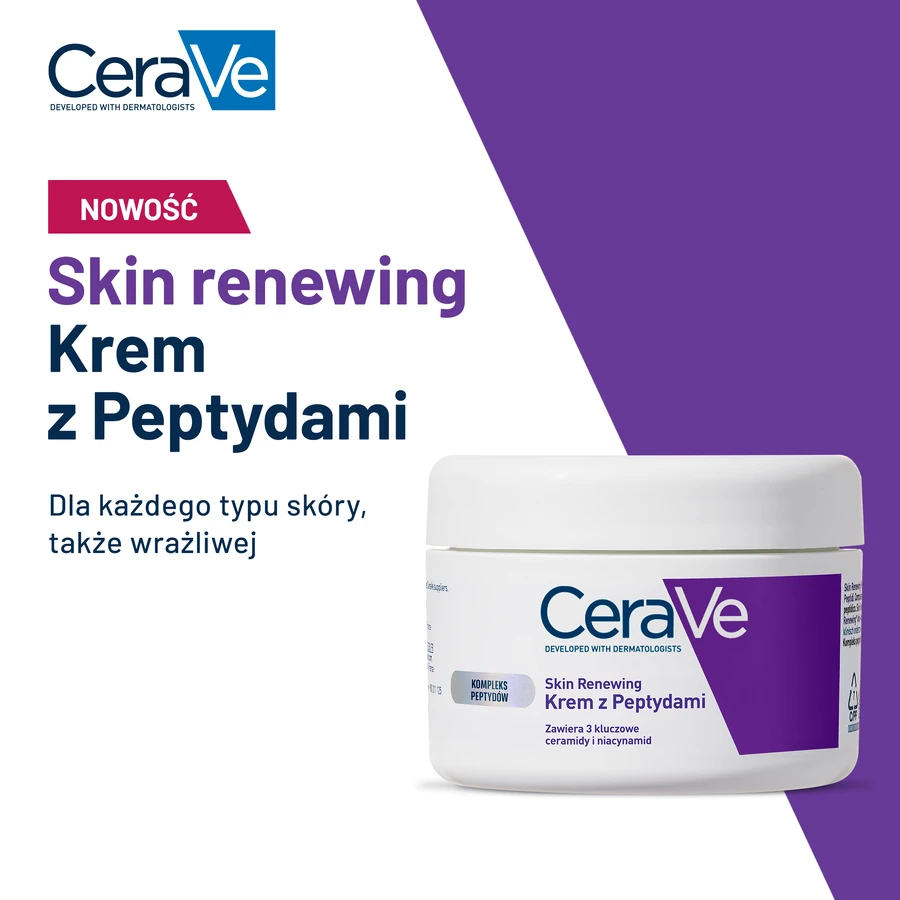 CeraVe Skin Renewing, crema facial con péptidos, 48 g