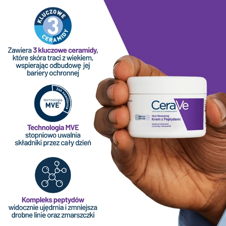 CeraVe Skin Renewing, crema facial con péptidos, 48 g