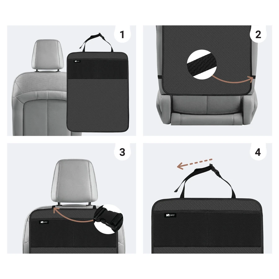 Sipo, protective mat for car seat against kicking, black, 1 piece