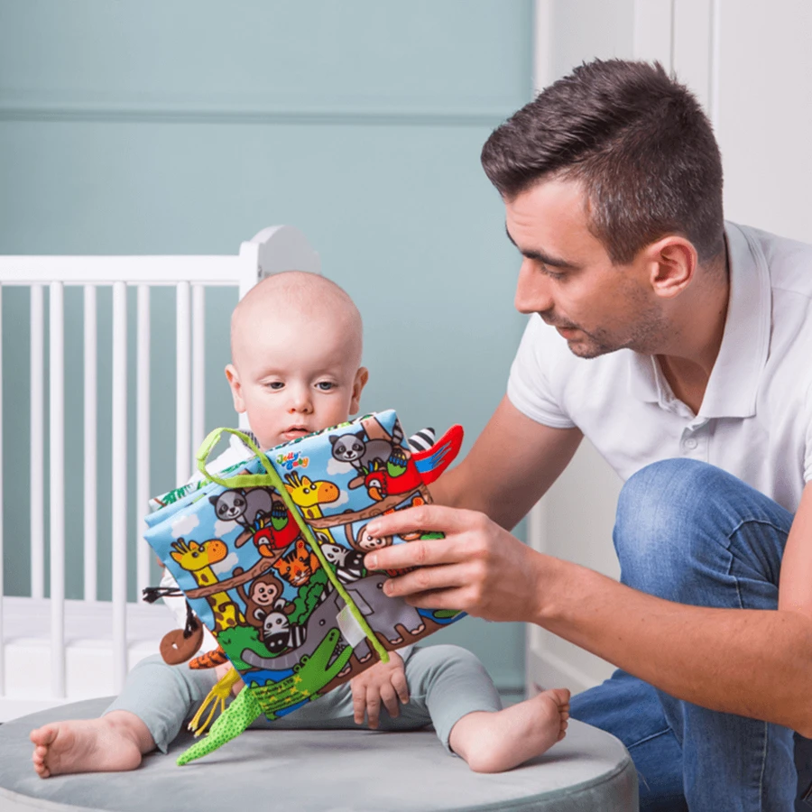 Dumel Jolly Baby, cuaderno sensorial, Colas de animales de la jungla, desde el nacimiento, 1 unidad