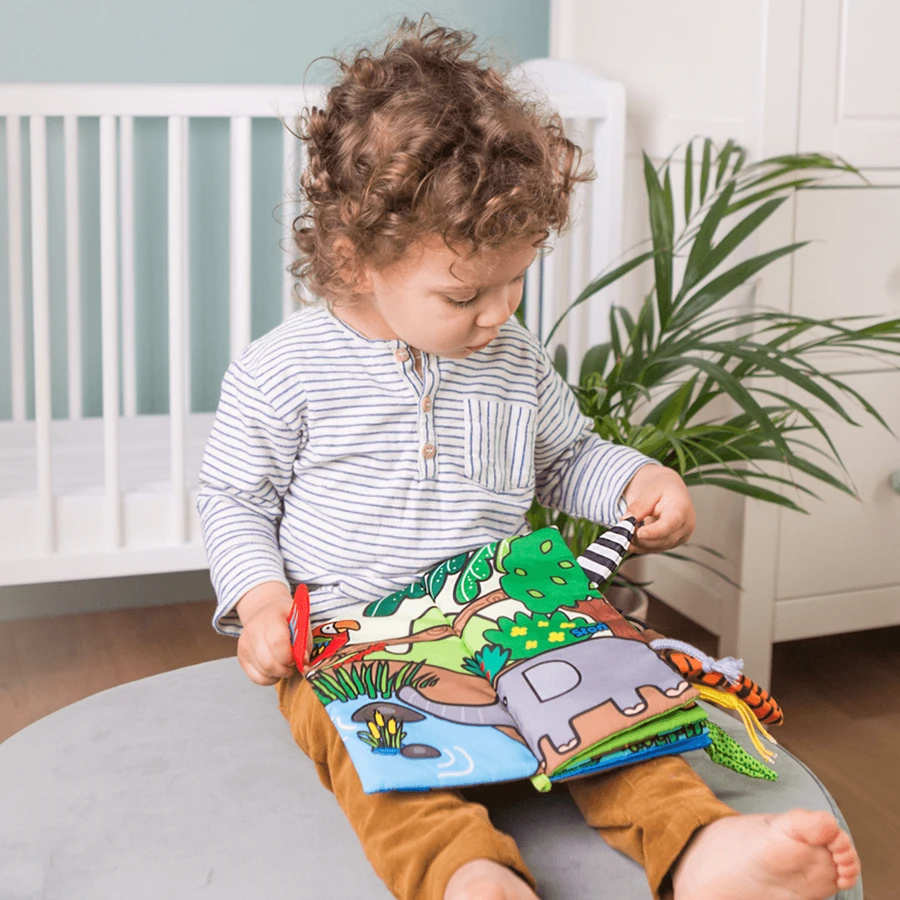 Dumel Jolly Baby, cuaderno sensorial, Colas de animales de la jungla, desde el nacimiento, 1 unidad