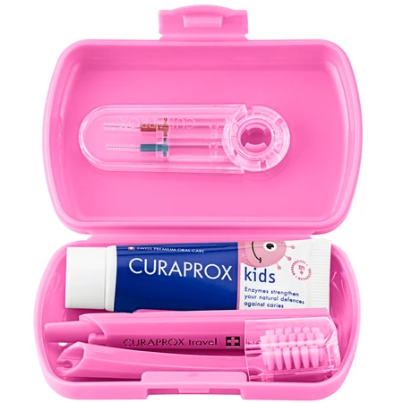 Curaprox Kids, set de voyage, rose