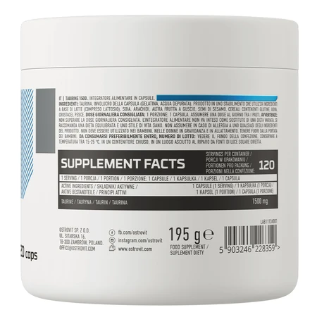 OstroVit Taurine 1500, taurine, 120 capsules