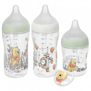 NUK Perfect Match Starterset, 3 Anti-Colic-Flaschen + Schnuller, Winnie the Pooh, 0-6 Monate