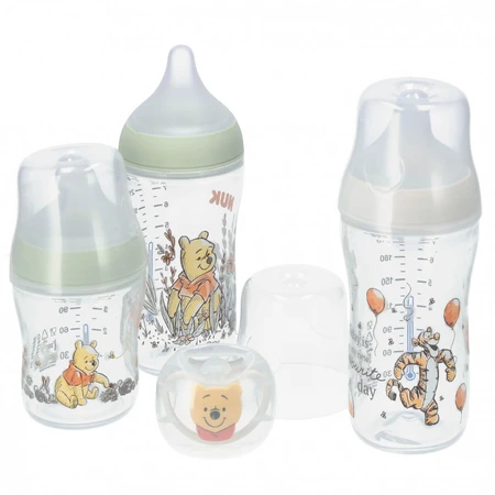 NUK Perfect Match Starterset, 3 Anti-Colic-Flaschen + Schnuller, Winnie the Pooh, 0-6 Monate