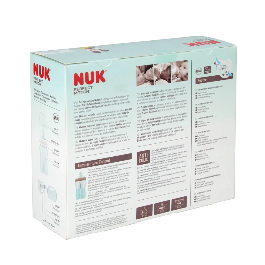 NUK Perfect Match Starterset, 3 Anti-Colic-Flaschen + Schnuller, Winnie the Pooh, 0-6 Monate