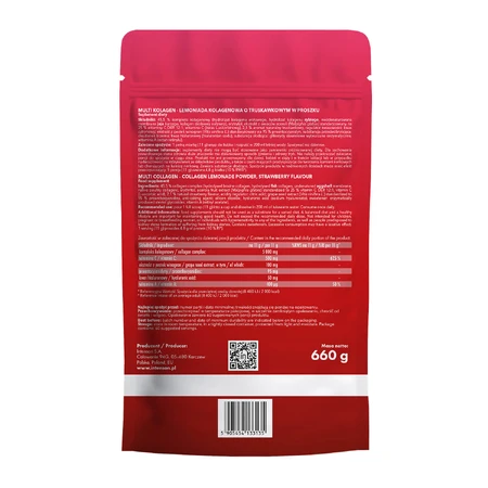 Intenson Multi Collagen, poudre de collagène aromatisée à la fraise et à la limonade, 660 g