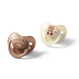 BabyOno, fopspeen, 0-6 maanden, anatomisch, siliconen, beige/bruin, 2 stuks