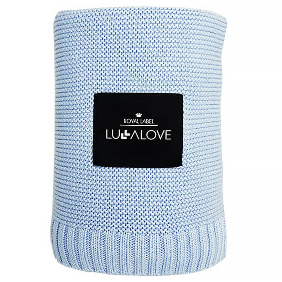 Lullalove, pătură tricotată, bambus, baby blue, 80 x 100 cm