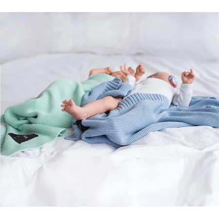 Lullalove, pătură tricotată, bambus, baby blue, 80 x 100 cm