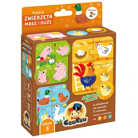 CzuCzu Animals small and big, puzzles for children, from 2 years old, 24 elements