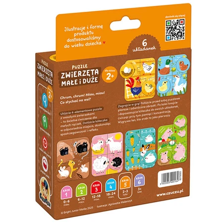 CzuCzu Animals small and big, puzzles for children, from 2 years old, 24 elements