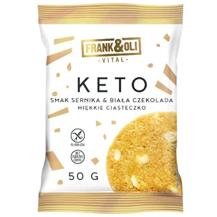 Frank&Oli Keto, galleta blanda, tarta de queso y chocolate blanco, 50 g