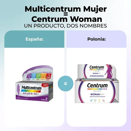 Multicentrum Mujer 50+ Complemento multivitamínico, 90+30 comprimidos