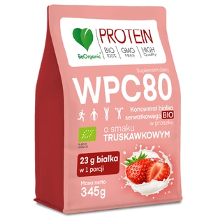 BeOrganic WPC 80, whey protein concentrate Bio, strawberry flavor, 345 g