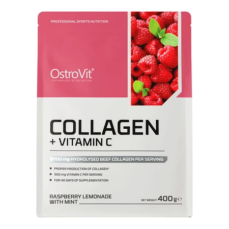 OstroVit Collagen + Vitamin C, raspberry lemonade flavor with mint, 400 g