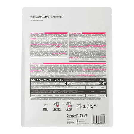 OstroVit Collagen + Vitamin C, raspberry lemonade flavor with mint, 400 g