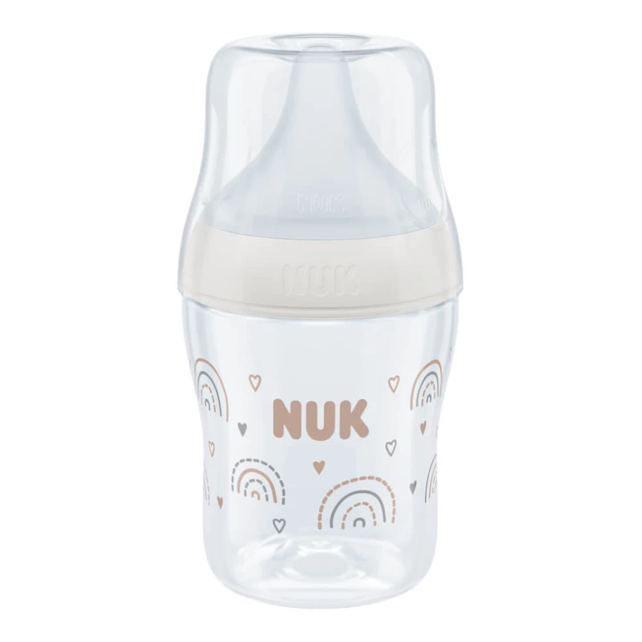 NUK Perfect Match, antikoliekfles met siliconenspeen, maat S, regenboog, vanaf de geboorte, 150 ml