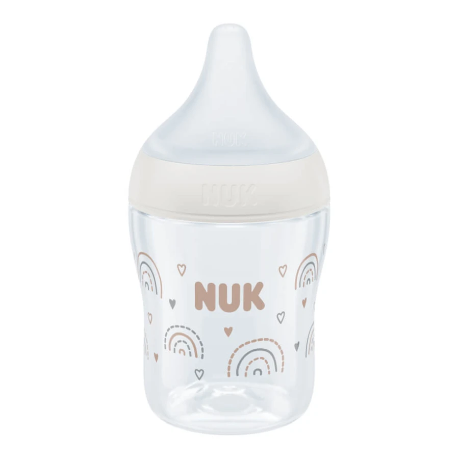 NUK Perfect Match, antikoliekfles met siliconenspeen, maat S, regenboog, vanaf de geboorte, 150 ml