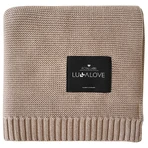 Lullalove, gebreide deken, bamboe, karamel beige, 80 x 100 cm