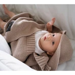 Lullalove, gebreide deken, bamboe, karamel beige, 80 x 100 cm