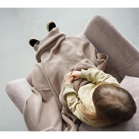 Lullalove, gebreide deken, bamboe, karamel beige, 80 x 100 cm
