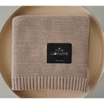 Lullalove, gebreide deken, bamboe, karamel beige, 80 x 100 cm