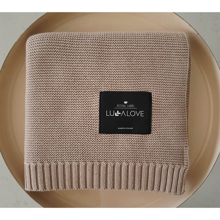 Lullalove, gebreide deken, bamboe, karamel beige, 80 x 100 cm