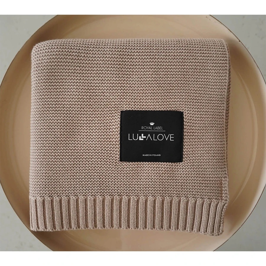 Lullalove, gebreide deken, bamboe, karamel beige, 80 x 100 cm