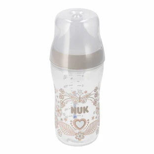 NUK Perfect Match, anti-colic bottle with silicone teat, size M, hearts, from 3 months, 260 ml.