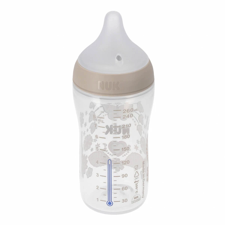 NUK Perfect Match, anti-colic bottle with silicone teat, size M, hearts, from 3 months, 260 ml.