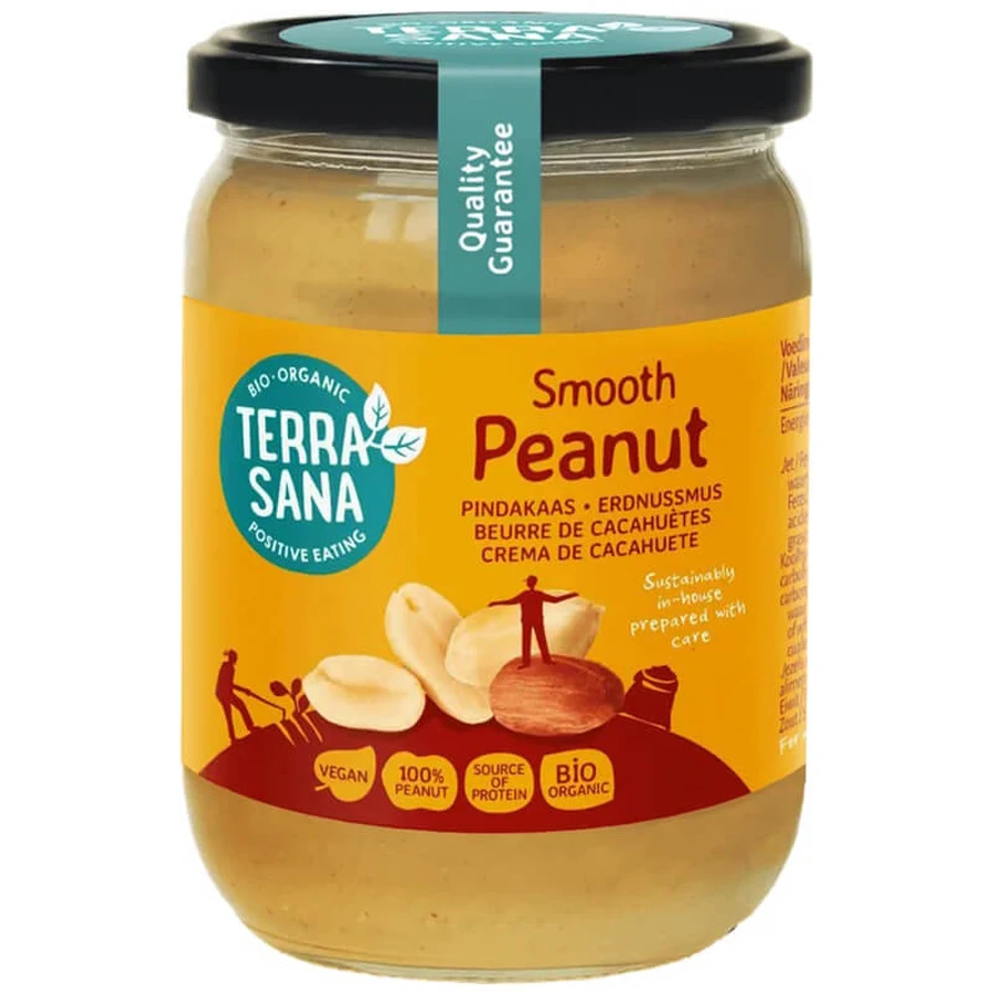 TerraSana, crema de cacahuete tostado, suave, bio bio, 500 g