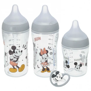 NUK Perfect Match Starterset, 3 Anti-Colic-Flaschen + Schnuller, Mickey Mouse, 0-6 Monate