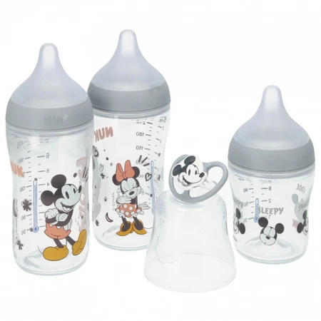 NUK Perfect Match Starterset, 3 Anti-Colic-Flaschen + Schnuller, Mickey Mouse, 0-6 Monate