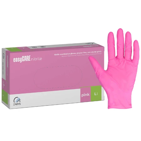 EasyCare Nitrile, gants en nitrile, non stériles, non poudrés, rose, taille L, 100 pièces