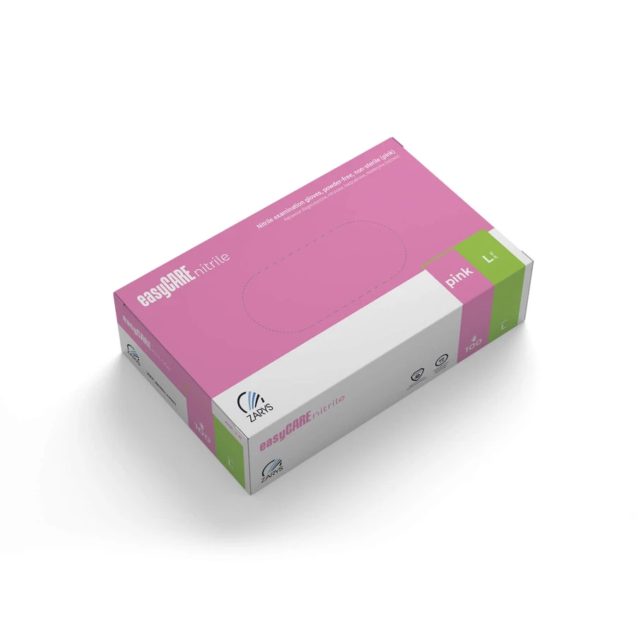 EasyCare Nitrile, gants en nitrile, non stériles, non poudrés, rose, taille L, 100 pièces