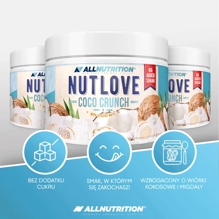Allnutrition Nutlove Coco Crunch, amandel- en kokosroom, zonder toegevoegde suiker, 500 g