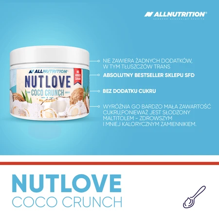 Allnutrition Nutlove Coco Crunch, amandel- en kokosroom, zonder toegevoegde suiker, 500 g