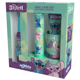Mr White Stitch, tandenborstelset voor kinderen, tandenborstel + tandpasta + beker + LED-basis