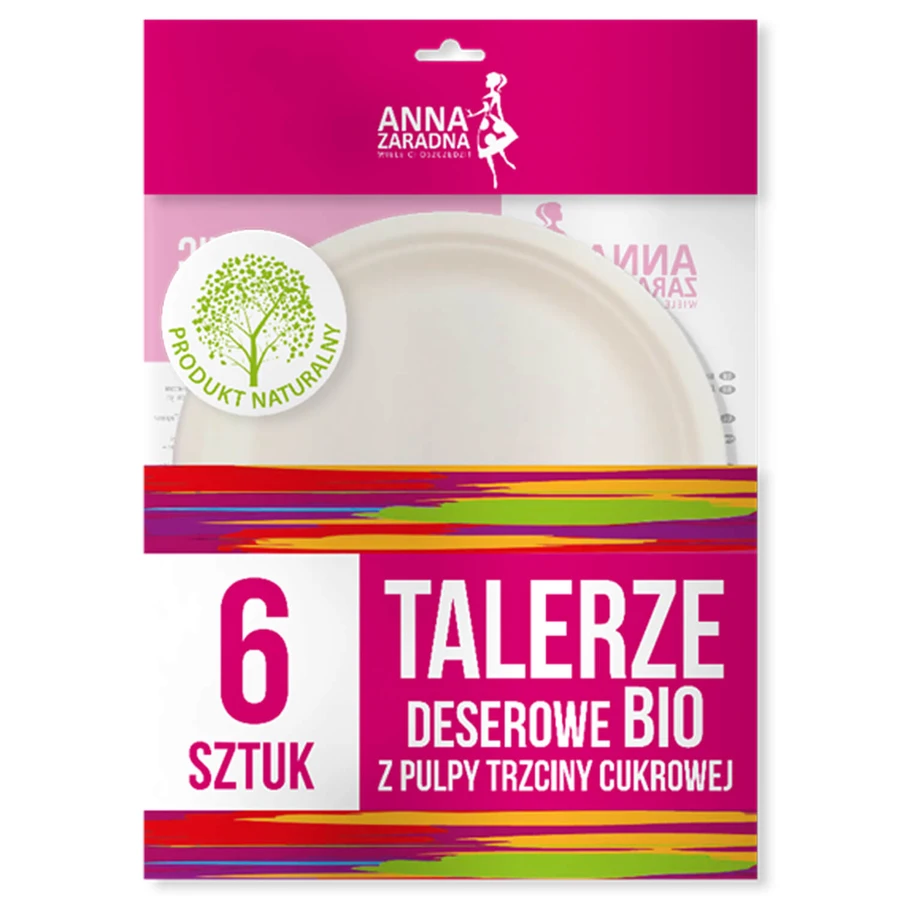 Anna Zaradna, suikerriet dessertbordjes, 6 stuks