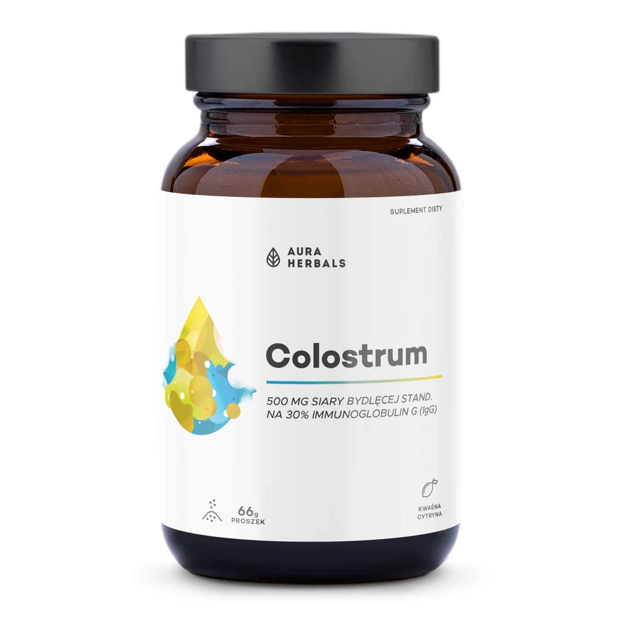 Aura Herbals Colostrum 500 mg, zure citroensmaak, 66 g
