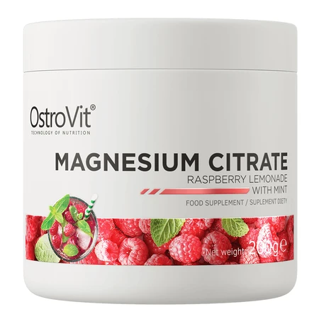 OstroVit Magnesiumcitraat, magnesiumcitraat, frambozenlimonadesmaak met munt, 200 g