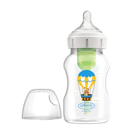 Dr. Brown's Options+, anti-colic fles met wijde hals, met speen, vanaf 3 maanden, konijn met ballonnen, 330 ml
