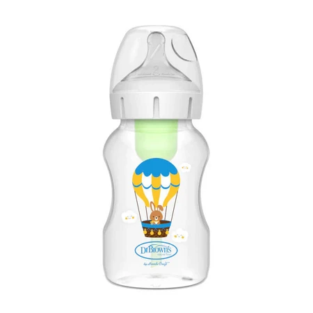 Dr. Brown's Options+, anti-colic fles met wijde hals, met speen, vanaf 3 maanden, konijn met ballonnen, 330 ml