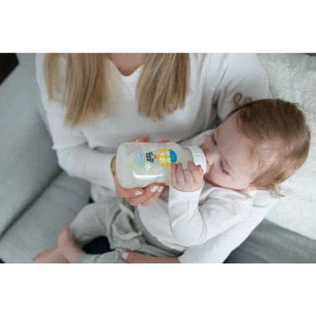 Dr. Brown's Options+, anti-colic fles met wijde hals, met speen, vanaf 3 maanden, konijn met ballonnen, 330 ml