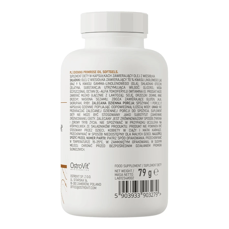 OstroVit Aceite de Onagra Cápsulas blandas, aceite de onagra, 60 cápsulas