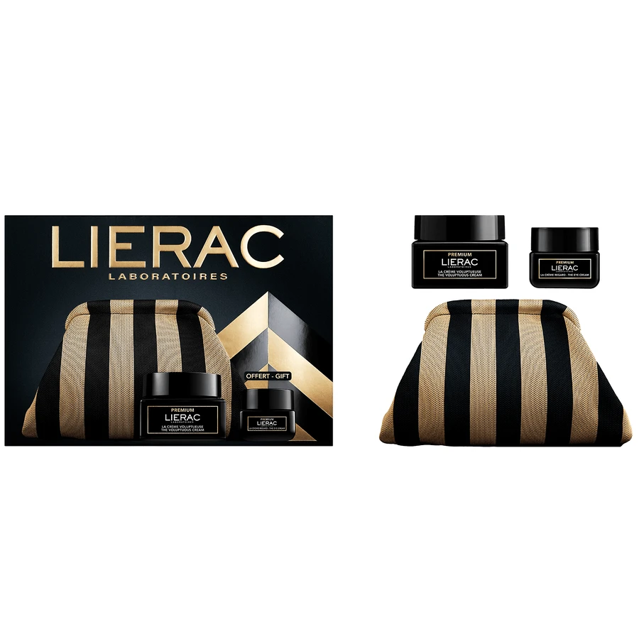 Lierac Premium set, rijke antiverouderingscrème, 50 ml + oogcrème, 20 ml en gratis cosmetisch tasje