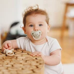 BabyOno, chupete, 18 meses, anatómico, silicona, gris, 2 piezas