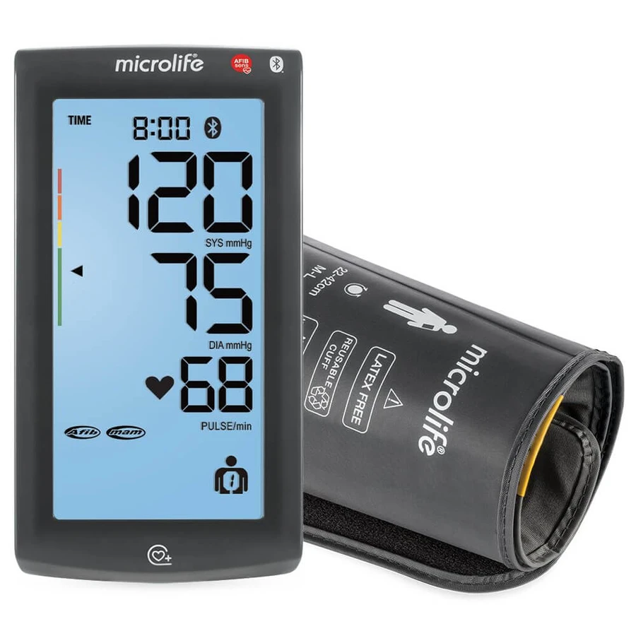 Microlife BP A7 Touch, automatisches Oberarm-Blutdruckmessgerät mit Netzteil