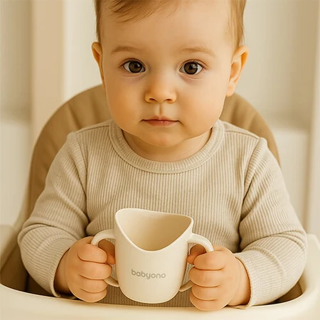 BabyOno Flow, vaso de entrenamiento ergonómico, beige, 120 ml